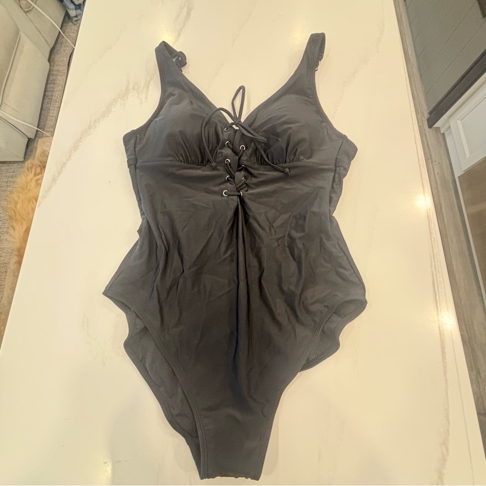 Adore Me Black Swimsuit Lace-Up Sexy